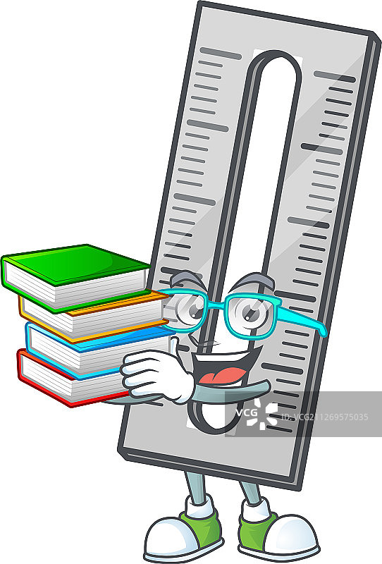 学生与书本及独立尺子图标图片素材