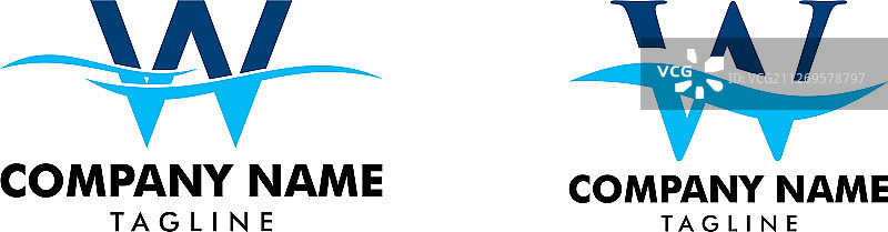 字母W水波浪图标图片素材