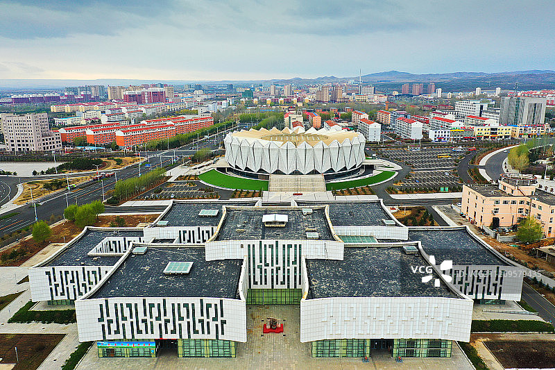 乌兰察布博物馆+内蒙古乌兰察布市集宁区乌兰察布广场图片素材