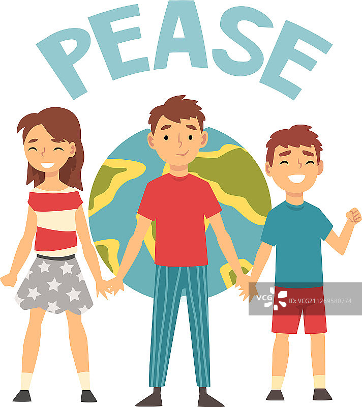 背景星球上的三个孩子图片素材