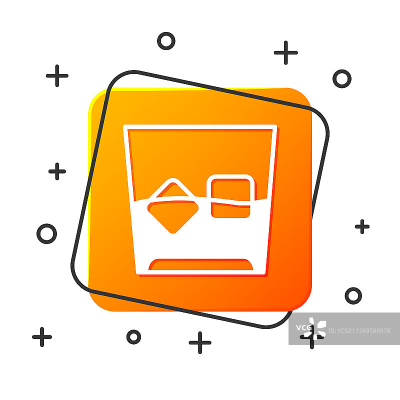 威士忌和冰块白色玻璃杯图标图片素材