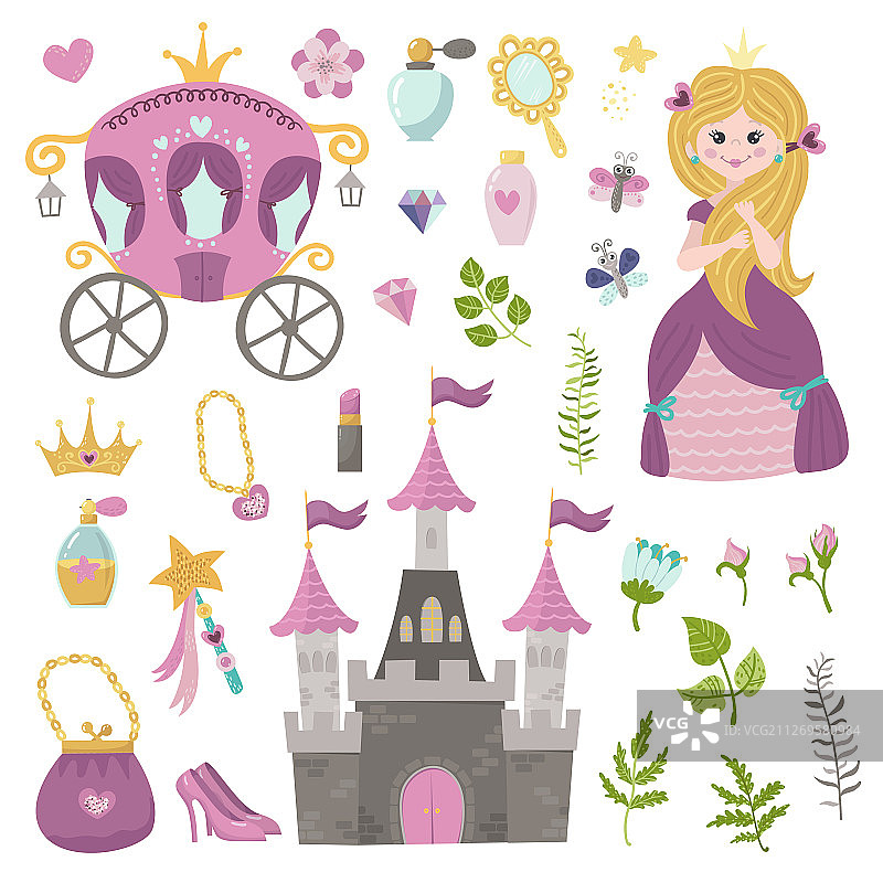 美丽的公主城堡马车套装图片素材