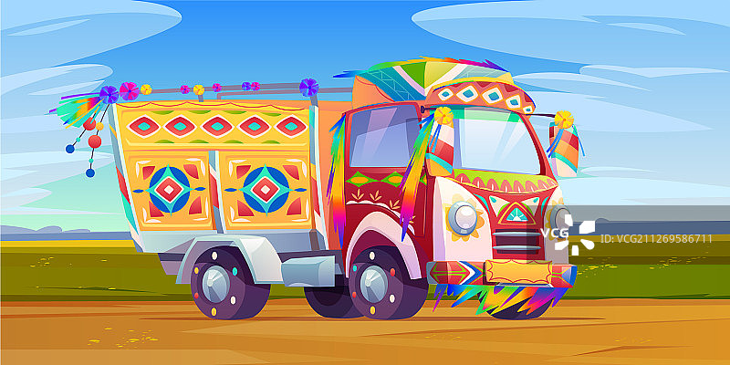 印度或巴基斯坦的装饰卡车图片素材