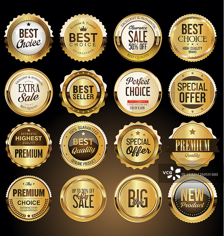 奢华金色徽章标签图片素材