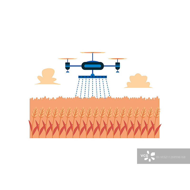 航拍无人机给橙子树浇水图片素材