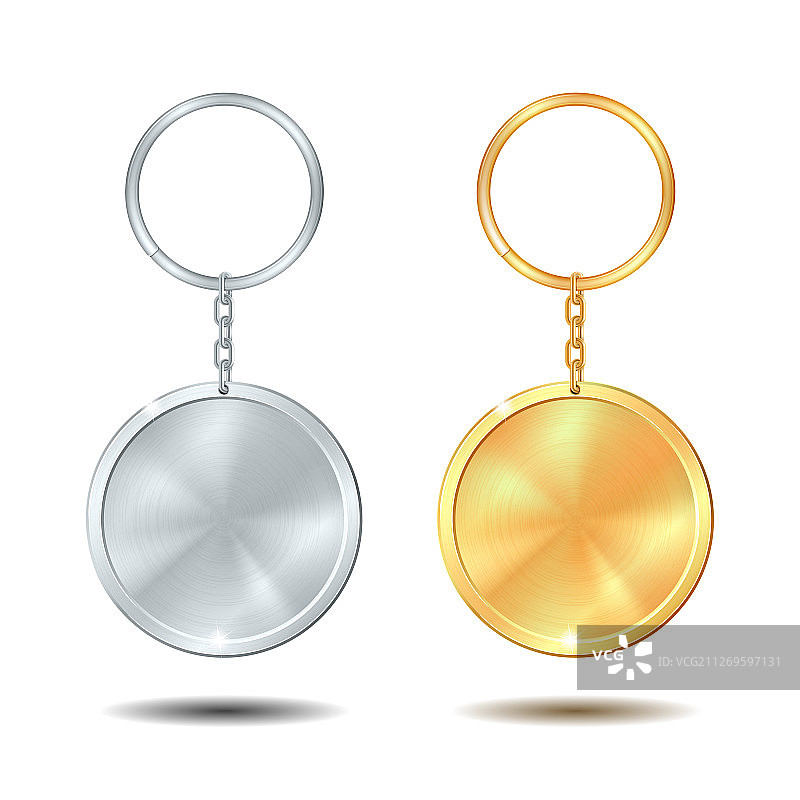 金色和银色金属钥匙链套装模板图片素材