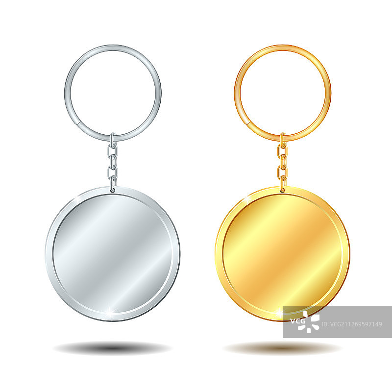 金色和银色金属钥匙链套装模板图片素材