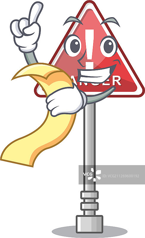 带有菜单的危险吉祥物角色图片素材