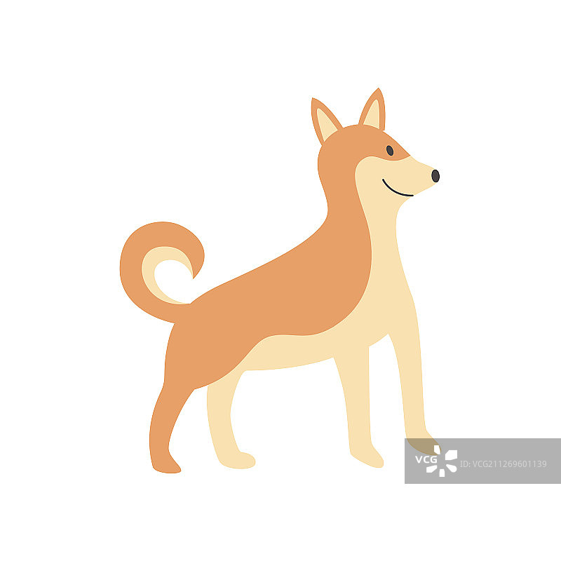 站立微笑的可爱卡通柴犬图片素材