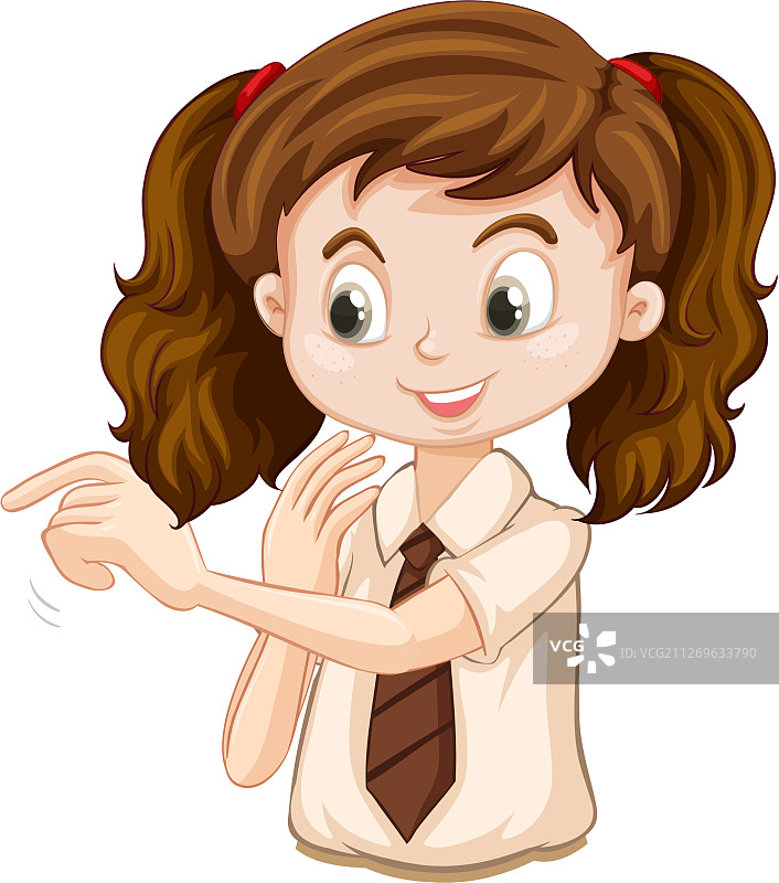 一个快乐的女孩指着手指图片素材