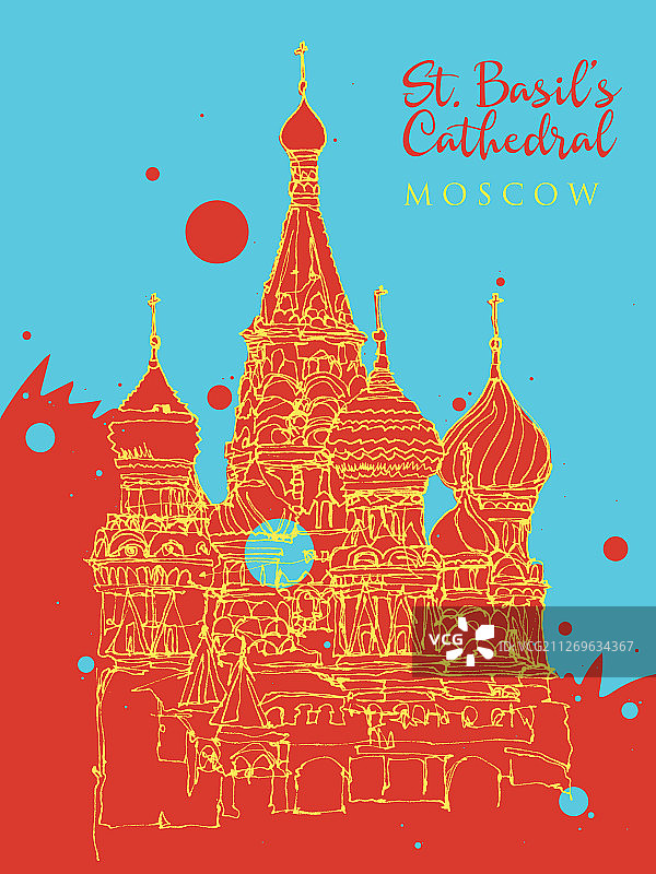 莫斯科圣瓦西里大教堂素描图片素材