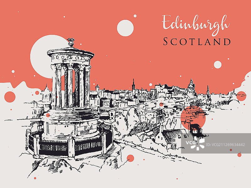 爱丁堡素描绘画图片素材