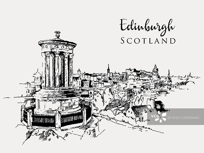 爱丁堡素描绘画图片素材