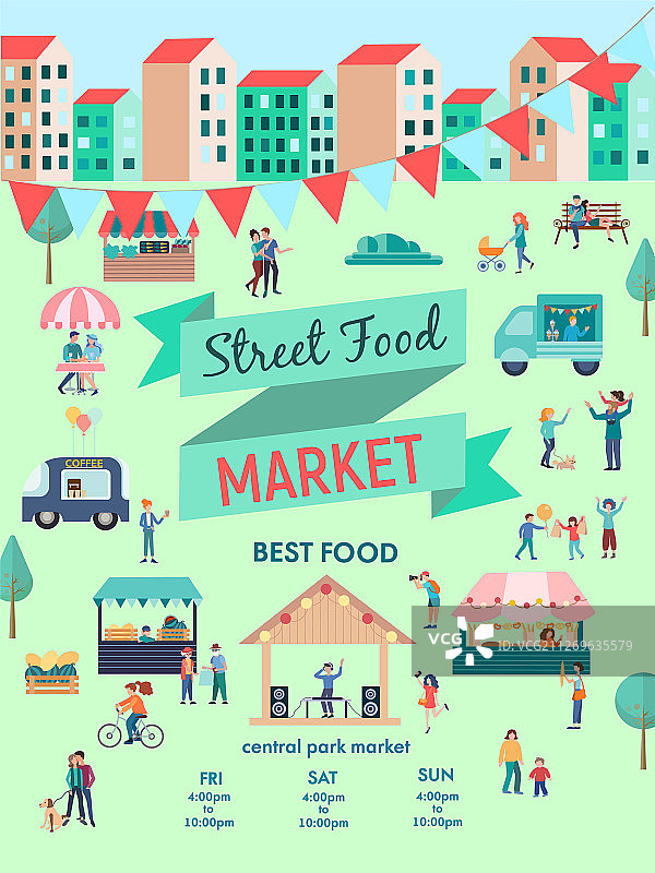 带有夏季贸易帐篷的户外市场摊位图片素材