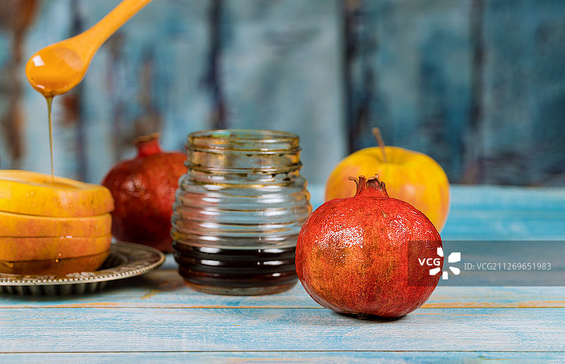 传统的犹太新年食品图片素材