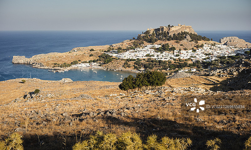 希腊罗德岛林多斯村庄景观图片素材