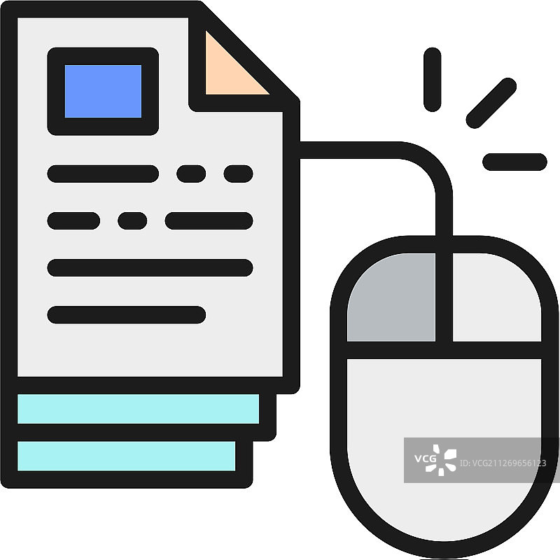 带网页库页面的电脑鼠标扁平彩色图标图片素材