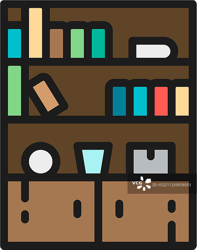 橱柜衣柜家具扁平彩色线条图标图片素材