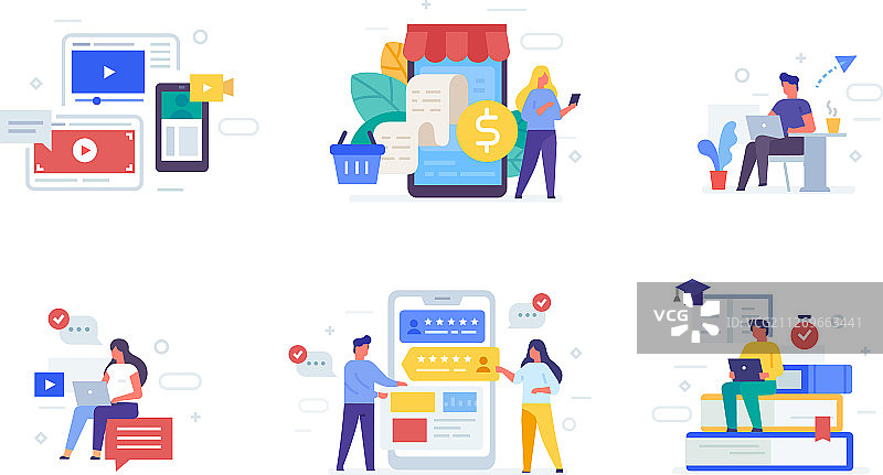 使用各种设备的人物图标图片素材