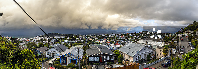 新西兰惠灵顿日落海滨城市图片素材