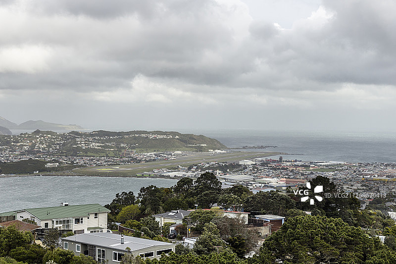 新西兰北岛惠灵顿海滨城市俯瞰图片素材