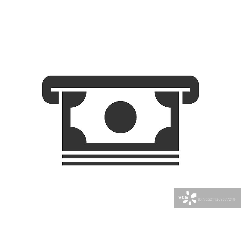 白色背景上的黑色取款图标图片素材