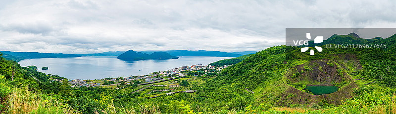 日本北海道洞爷湖户外风光高视角图片素材