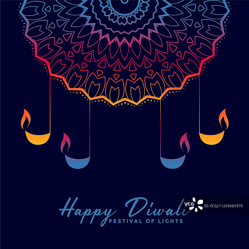 创意排灯节装饰Diya背景图片素材