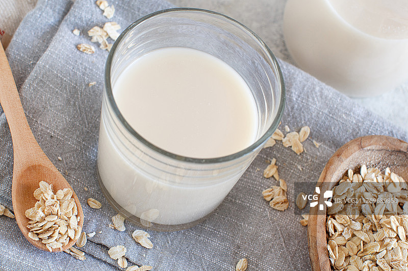 燕麦奶与燕麦片图片素材