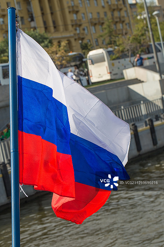 俄罗斯国旗和莫斯科河图片素材
