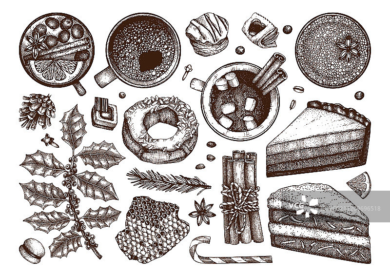 冬季甜点与热饮图片素材