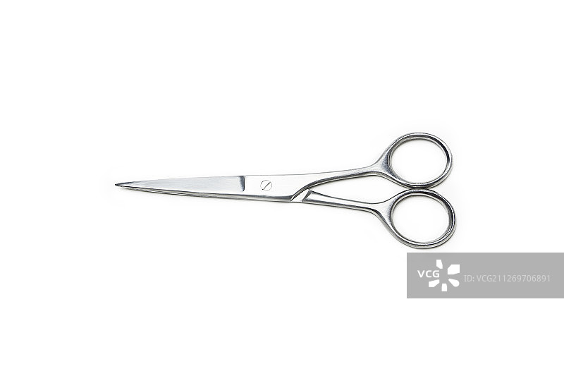 白色背景上的金属理发剪刀图片素材