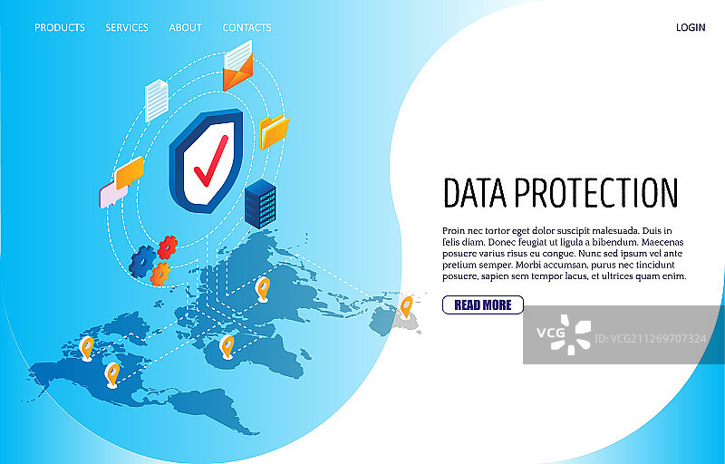 数据保护网站着陆页设计图片素材