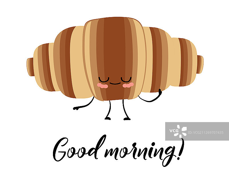 有眼睛的牛角面包卡通形象图片素材