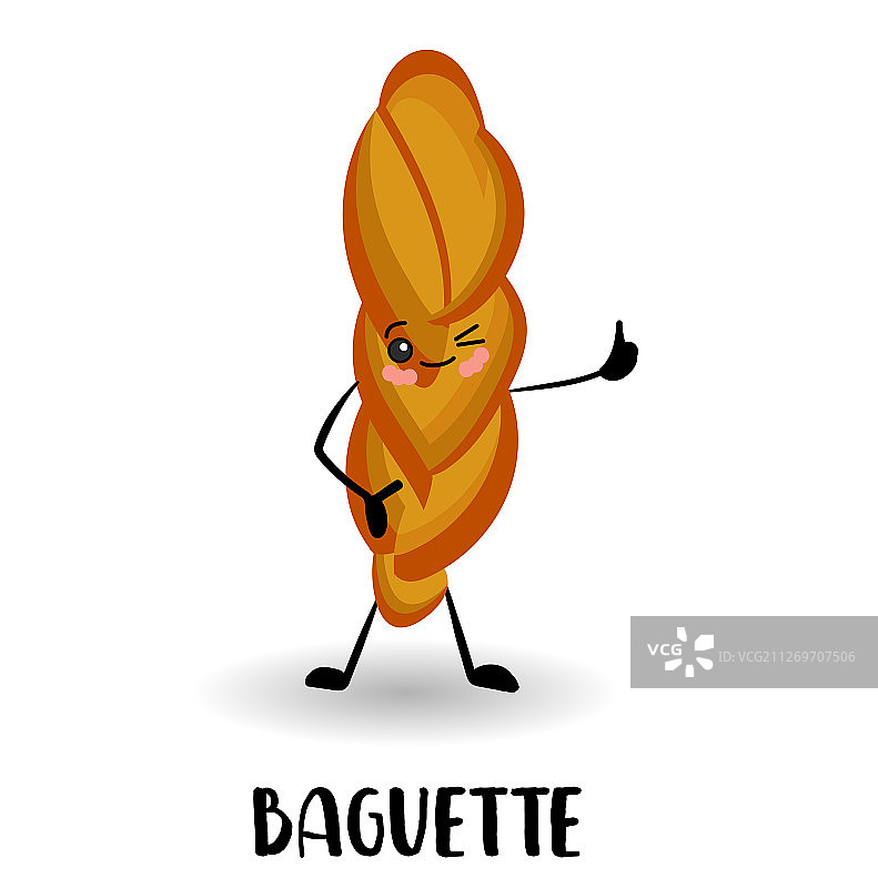 长款柳条面包卡通可爱接力棒图片素材