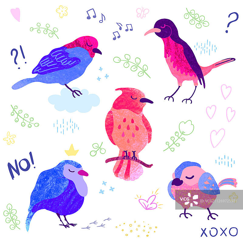 可爱彩色小鸟合集图片素材