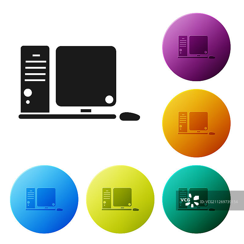 带键盘和鼠标的黑色电脑显示器图片素材