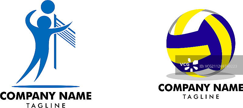 排球队学校俱乐部标志模板套装图片素材