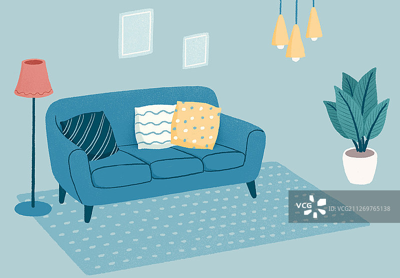 客厅室内家居插画图片素材