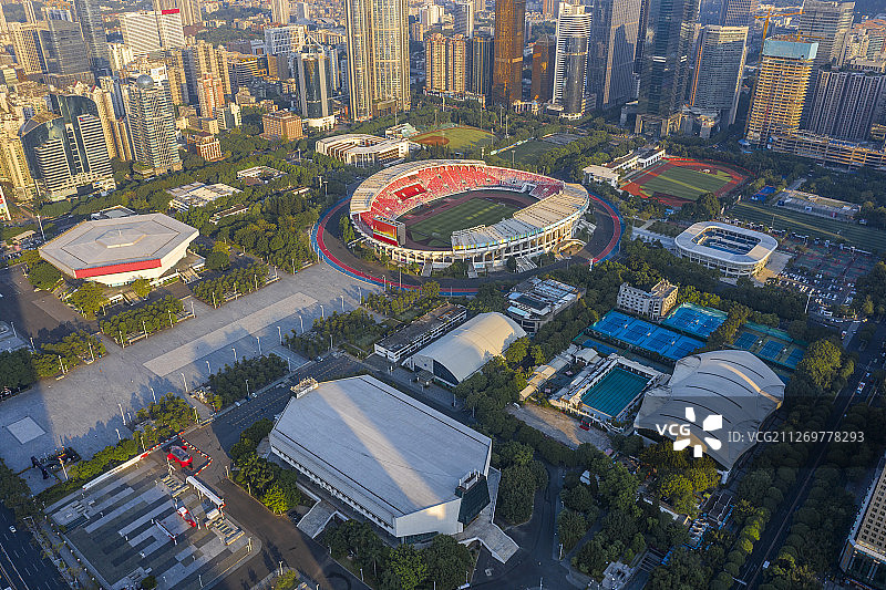 广州市 珠江新城 天河体育场 航拍图片素材
