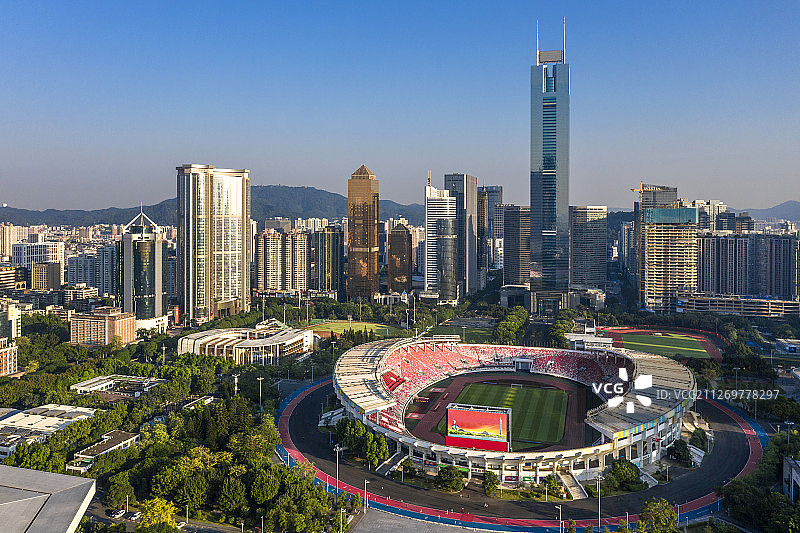 广州市 珠江新城 天河体育场 航拍图片素材