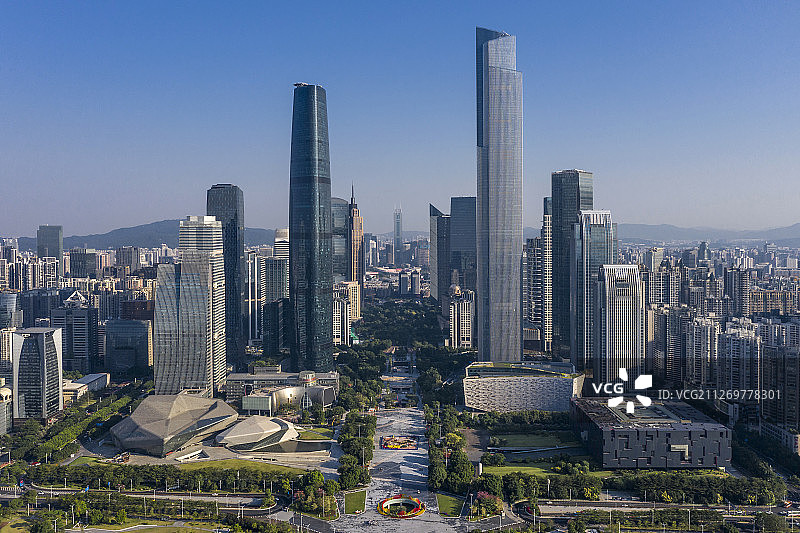 广州市 珠江新城 现代建筑群 航拍图片素材
