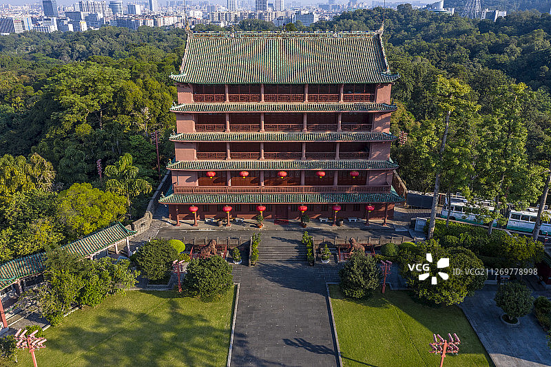 广州市 越秀公园 镇海楼 航拍图片素材