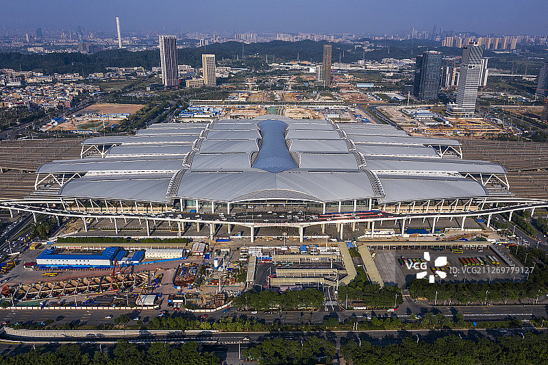 广州市 广州南站 航拍图片素材