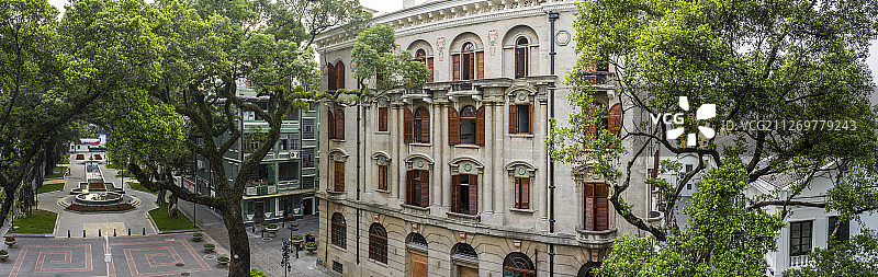 广州市 沙面岛 历史保护建筑群  航拍全景图片素材