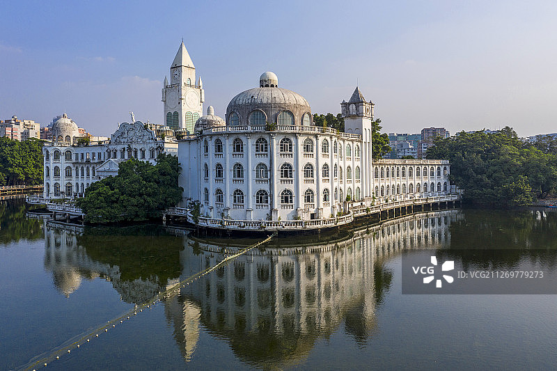 广州市 流花湖公园 园林博物馆 航拍图片素材