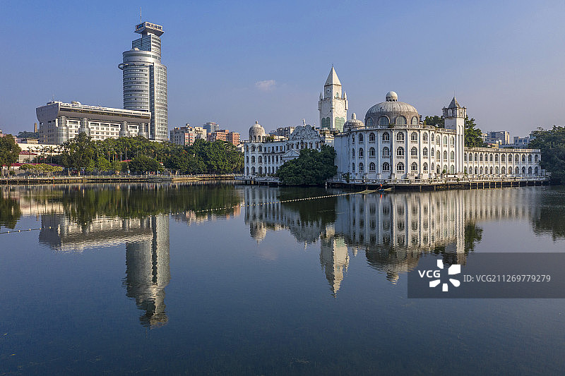 广州市 流花湖公园 园林博物馆 航拍图片素材