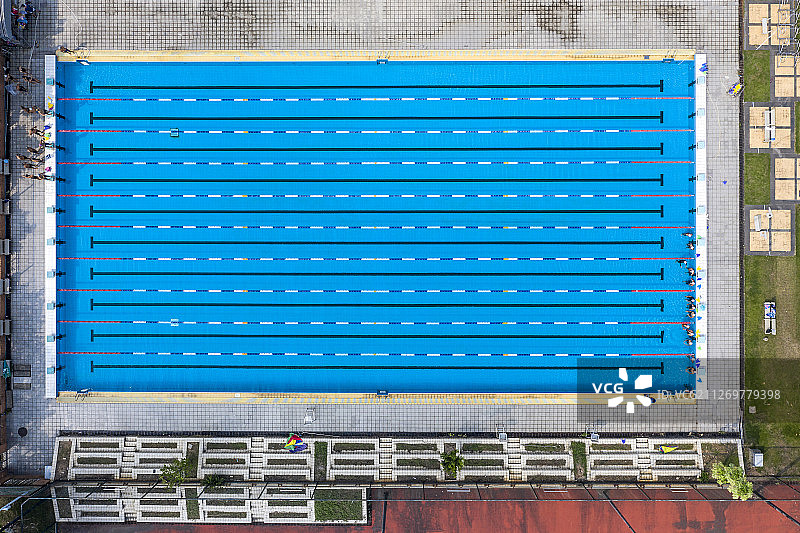广州大学 游泳池 航拍图片素材