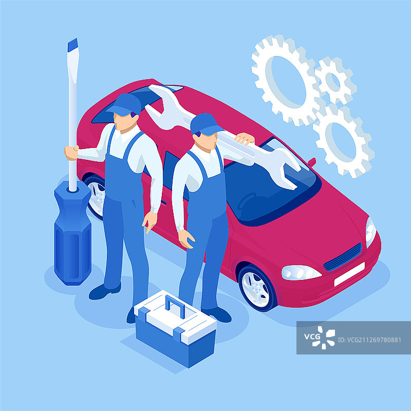 2.5D汽车维护车辆诊断图片素材