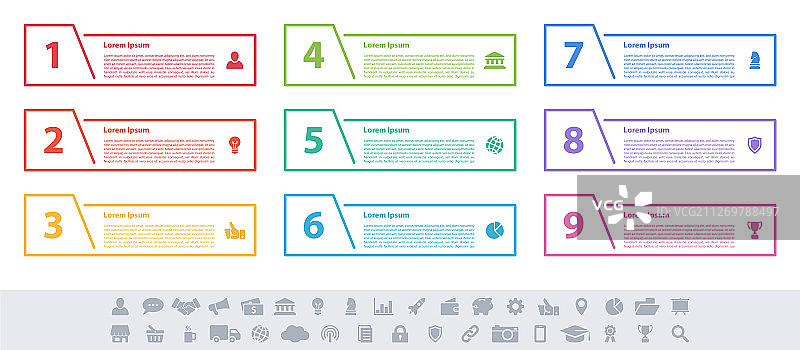 信息图设计的商业概念有9个步骤图片素材